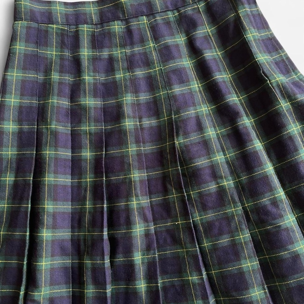 90s Y2K Vintage Joule Energy Blue Green Tartan Plaid Pleated Schoolgirl Skirt - Picture 4 of 6